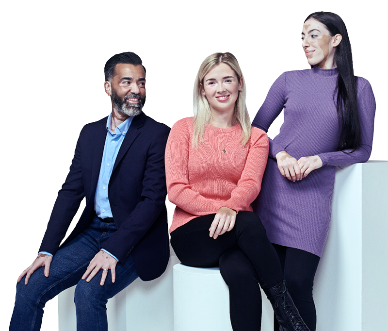 Three people with vitiligo